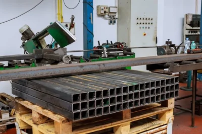 Cutting steel profiles on a band saw in production