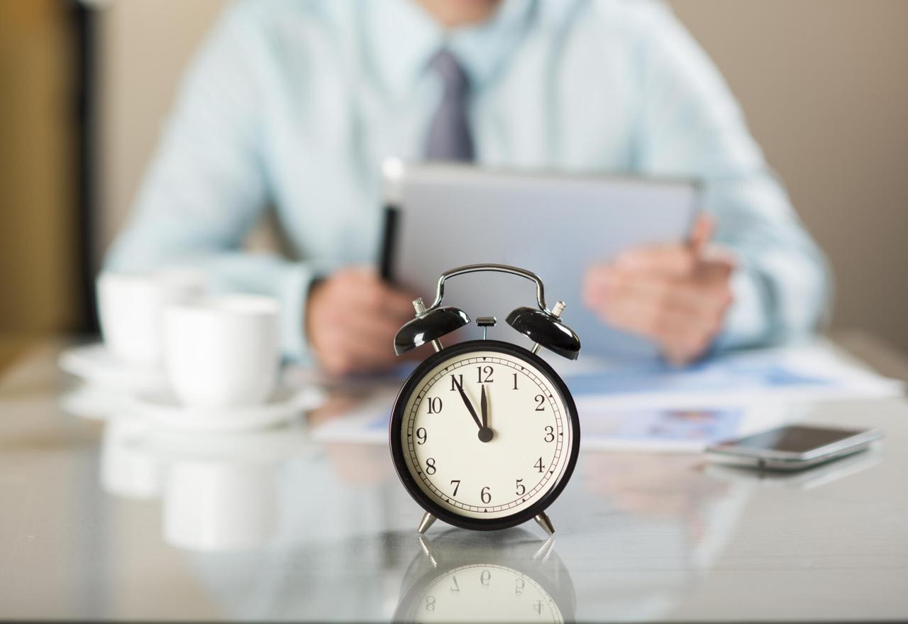 The clock is placed on the table