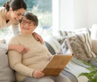 Positive mother and daughter enjoying