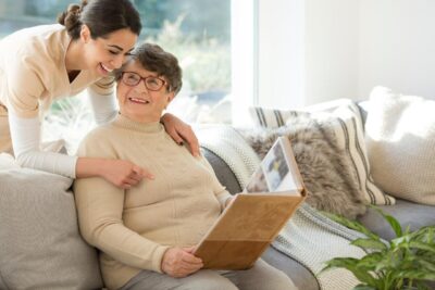 Positive mother and daughter enjoying