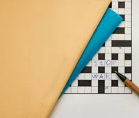 Inscription no stop to war inscribed in the cells in the crossword top view