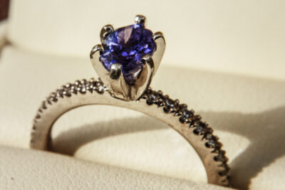 ring with blue precious stone