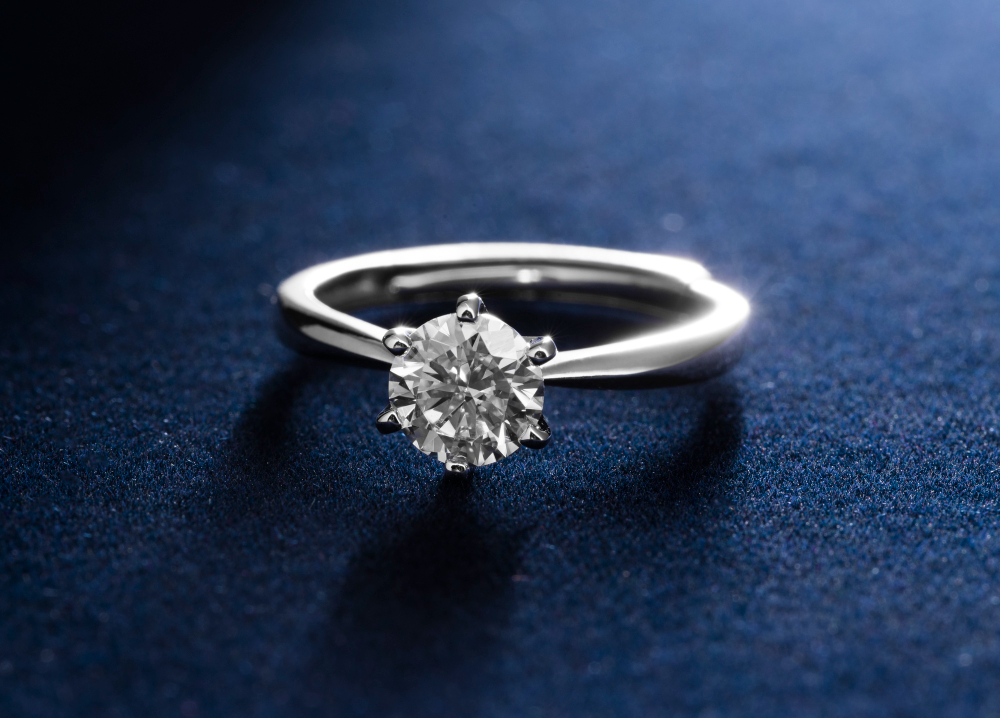 Silver ring with diamonds