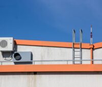 Industrial Rooftop with HVAC Unit and Ladder