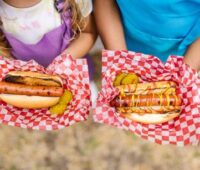Kids Holding Hotdog Sandwiches