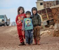 A Group of Little Kids at a Refugee Campsite