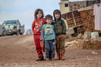 A Group of Little Kids at a Refugee Campsite