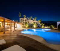 Luxurious Mediterranean Villa Poolside at Night