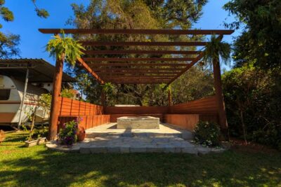 Backyard wood shade structure