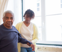 Old man with care taker